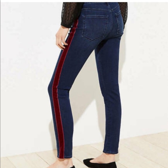 LOFT VELVET STRIPE SLIM JEANS - Picture 3 of 5